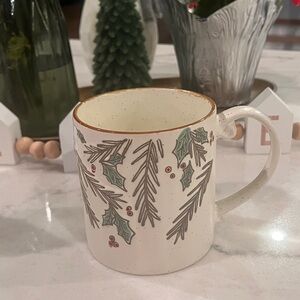 Festive oversized Holiday Mug with Holly Design